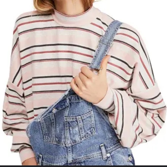 Free people striped cropped mock neck - Picture 1 of 7